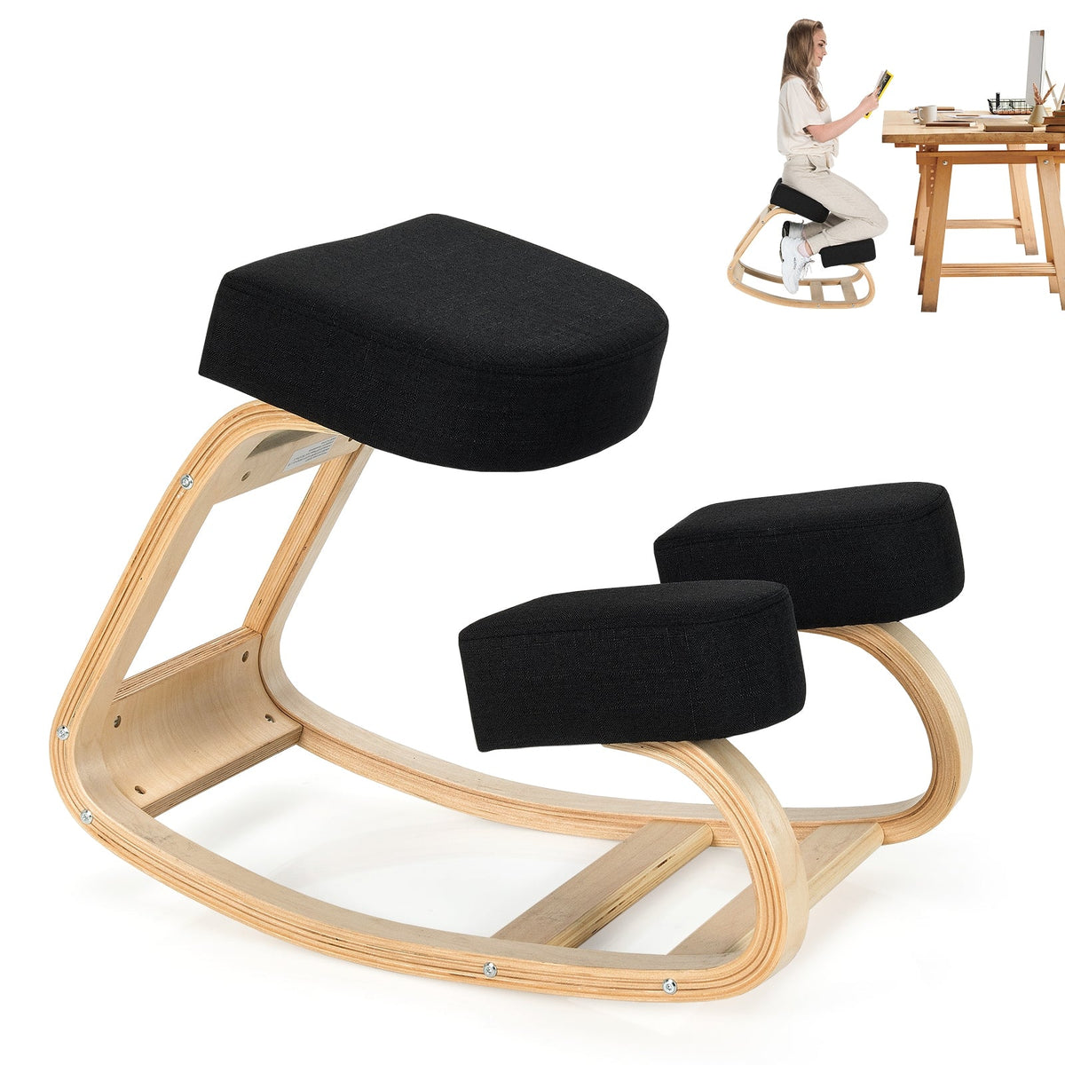 Ergonomic Kneeling Chair Rocking Office Desk Stool Upright Posture