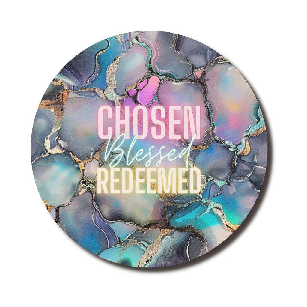 Chosen Blessed Redeemed Circle Mouse Pad