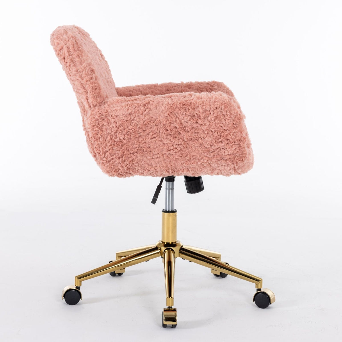 Office Chair, Artificial Rabbit Hair Home Office Chair With Metal Base, Adjustable Desk Chair Swivel Office Chair, Vanity Chair