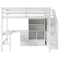 Loft Bed & L Shaped Desk, Drawers, Cabinet, And Storage Staircase