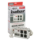 Tripp Lite Isobar Surge Protector with Diagnostic LEDs, 4 AC Outlets, 6 ft Cord, 3,330 J, Light Gray