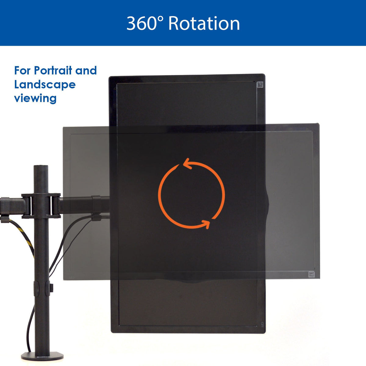 QualGear 3-Way Articulating Dual Monitor Desk Mount, 13-32 In, Black, QG-DM-02-022