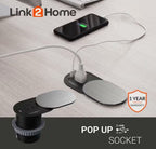 Open Box Link2Home 1-Power-Outlet Space Saver Grommet Socket USB A/C Port 3.1 Amp Splash Resistant in Stainless-Steel, Overload Protection