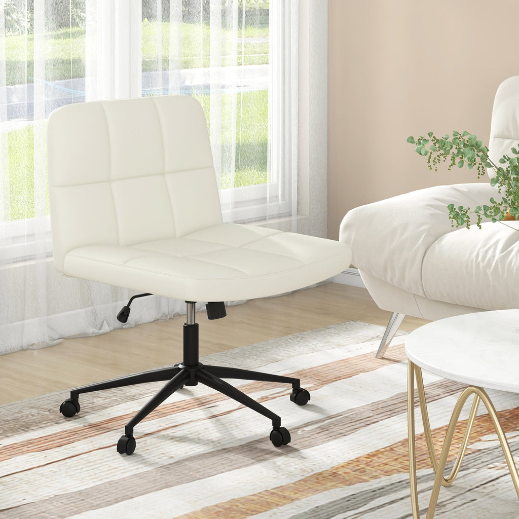 Height-adjustable Armless Desk Chair with Wheels for Home Office Make Up