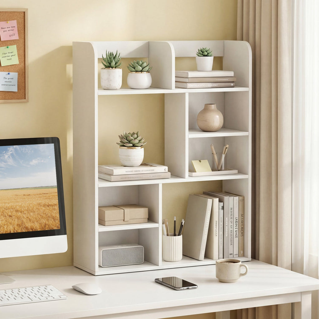 Desktop Display Rack with 8 Open Cubes for Home Office