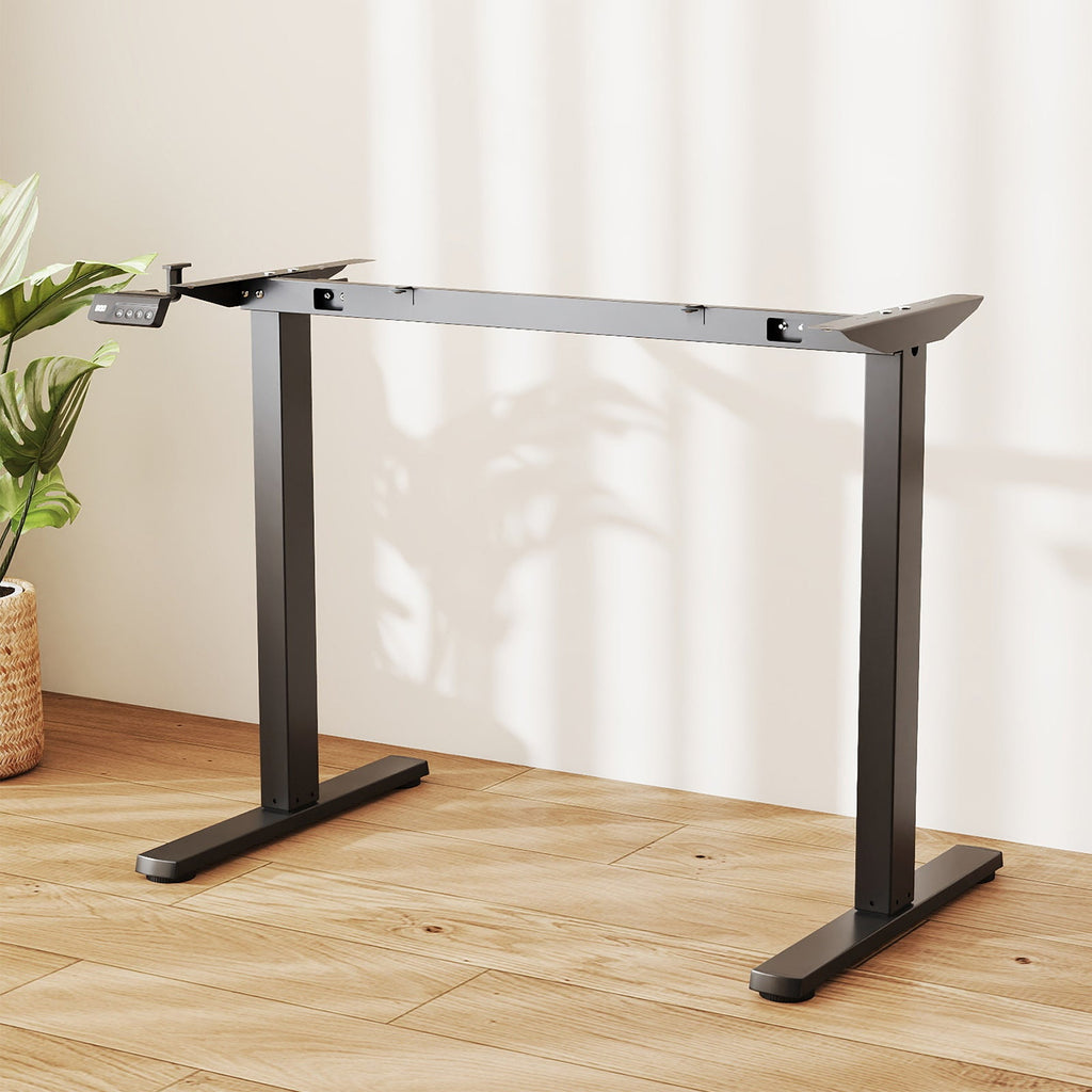 Electric standing desk frame by DirectDeals with height adjustment and LED display for customizable computer workspace.
