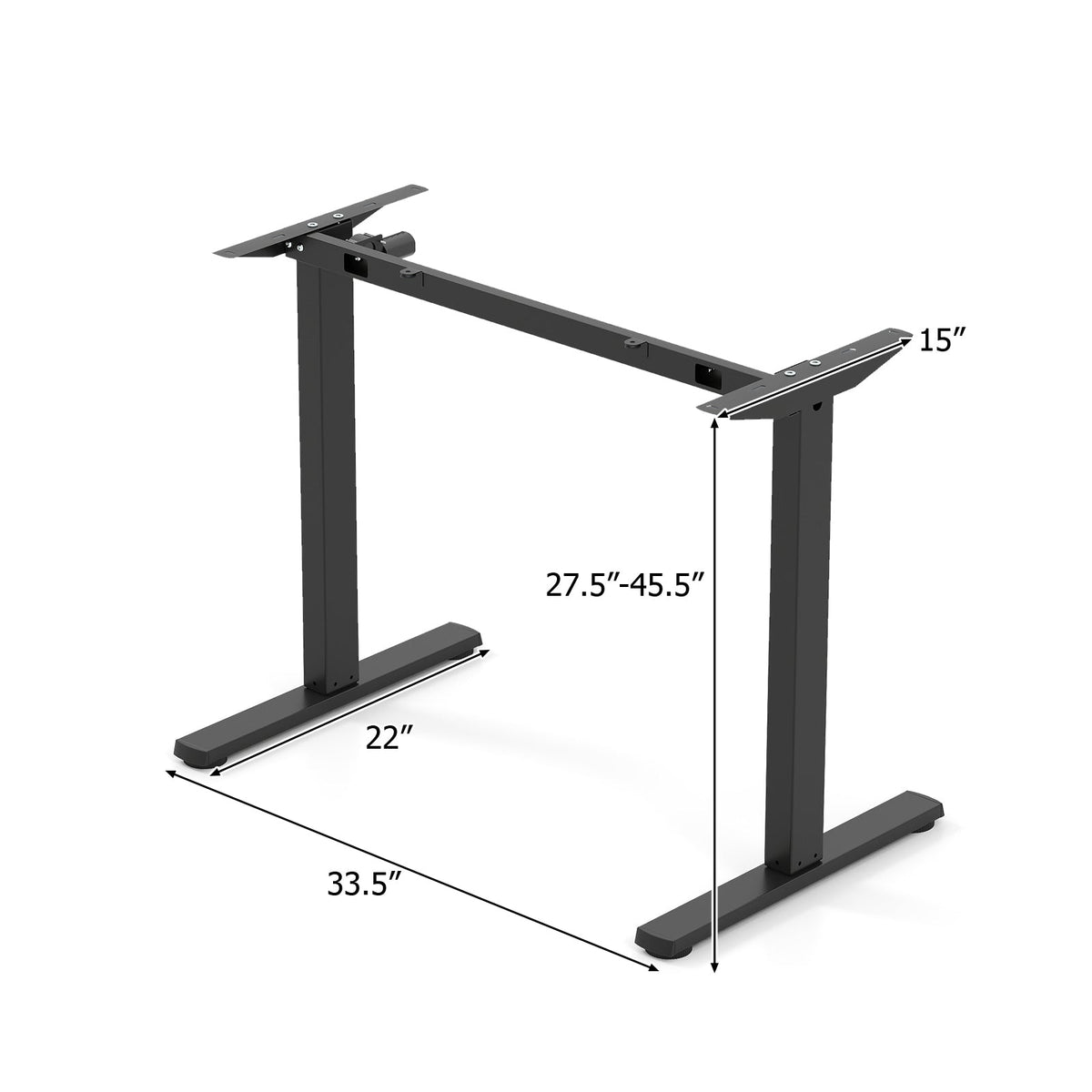 Electric standing desk frame by DirectDeals with adjustable height and LED display, designed for ergonomic computer workstation setup.