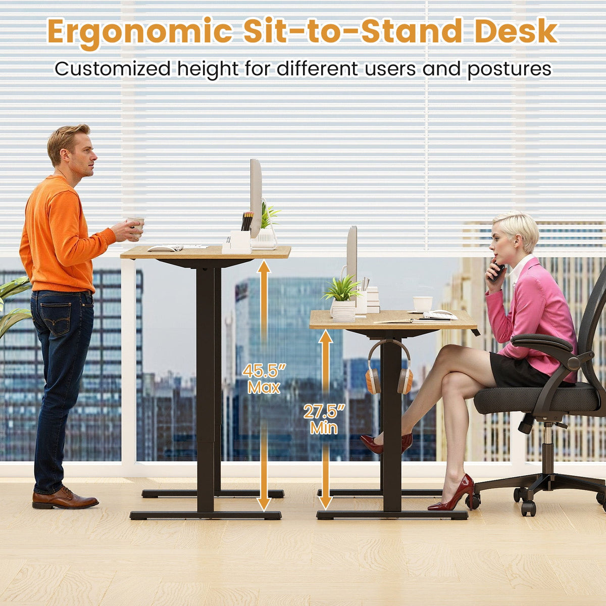 Electric standing desk frame from DirectDeals with height adjustment and LED display for customizable computer workspace.