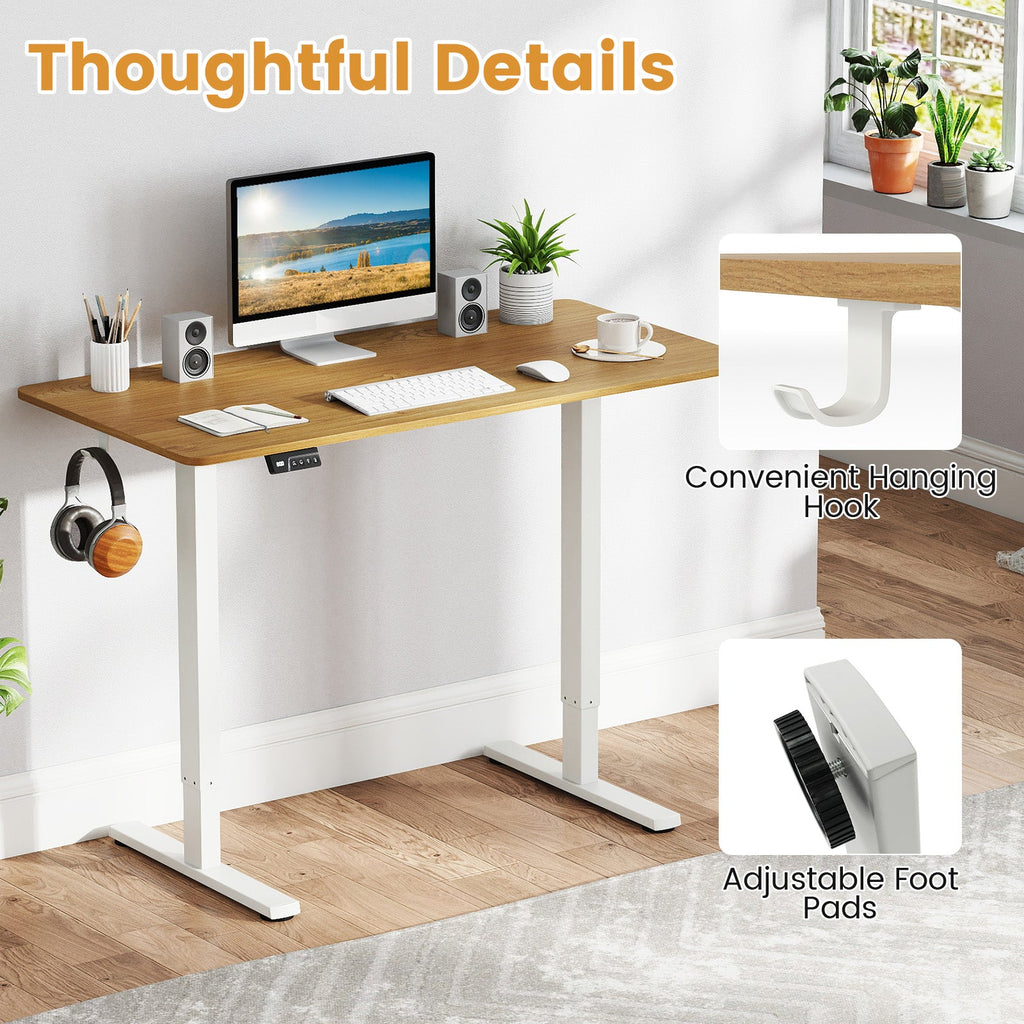 Electric standing desk frame by DirectDeals with adjustable height and LED display, designed for ergonomic computer workstations.