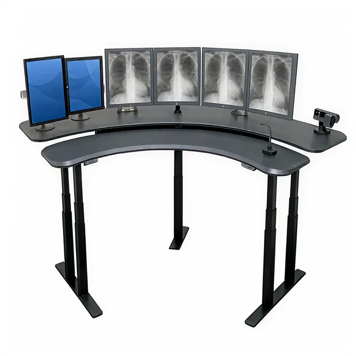 Pro SuperPlus - XL Dual Surface 4 Leg Sit-Stand Corner Workstation: 108x58