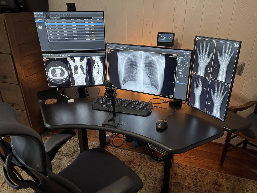 Personal Plus - Dual Surface 4 Leg Sit-Stand Corner Workstation: 74x44