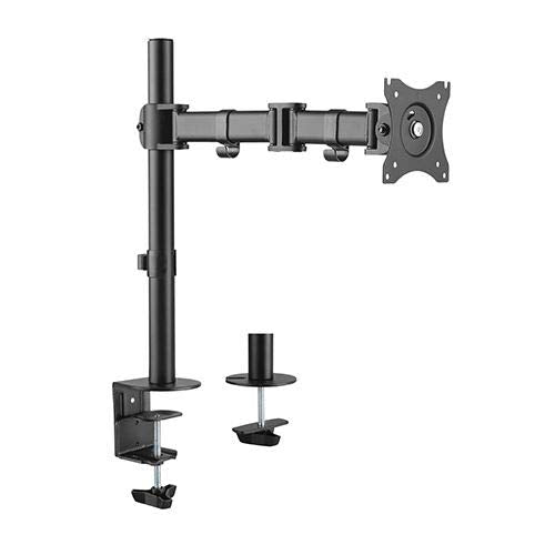 QualGear 3-Way Articulating Single Monitor Desk Mount, 13-32 In, Black, QG-DM-01-022