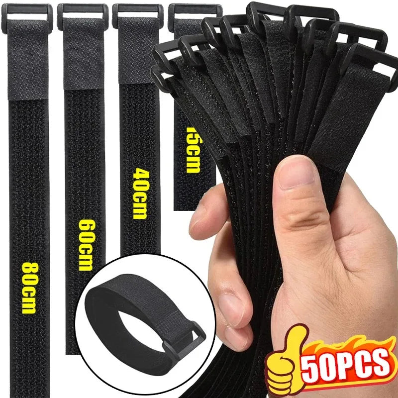 Reusable Hook & Loop Cable Ties - Adjustable Nylon Wire Fastener Straps for Securing Cord Management, Organizer DIY Cinch Straps