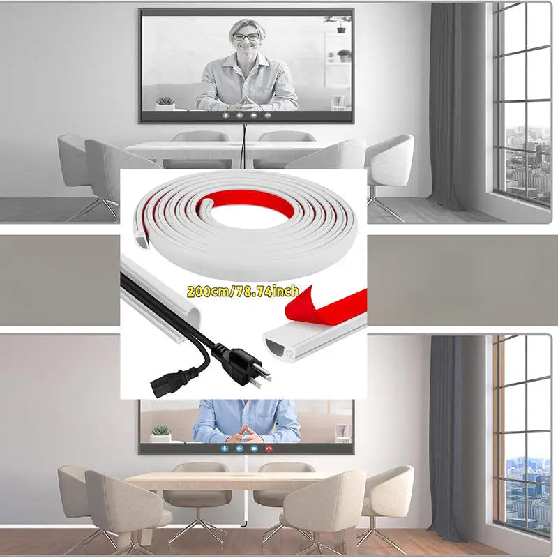 2/3Meter Cord Management Channel Invisible Decorative Wire Cover Anti-Step Protector Adhesive Soft Cable Raceway With Cap