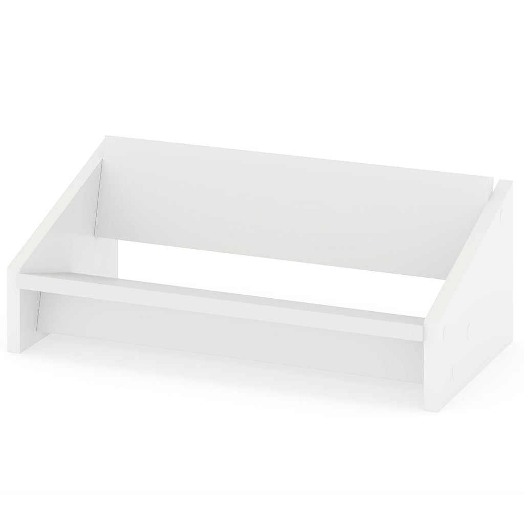 Wooden Tilting Bookcase Small Desktop Bookshelf Organizer for Magazines-White