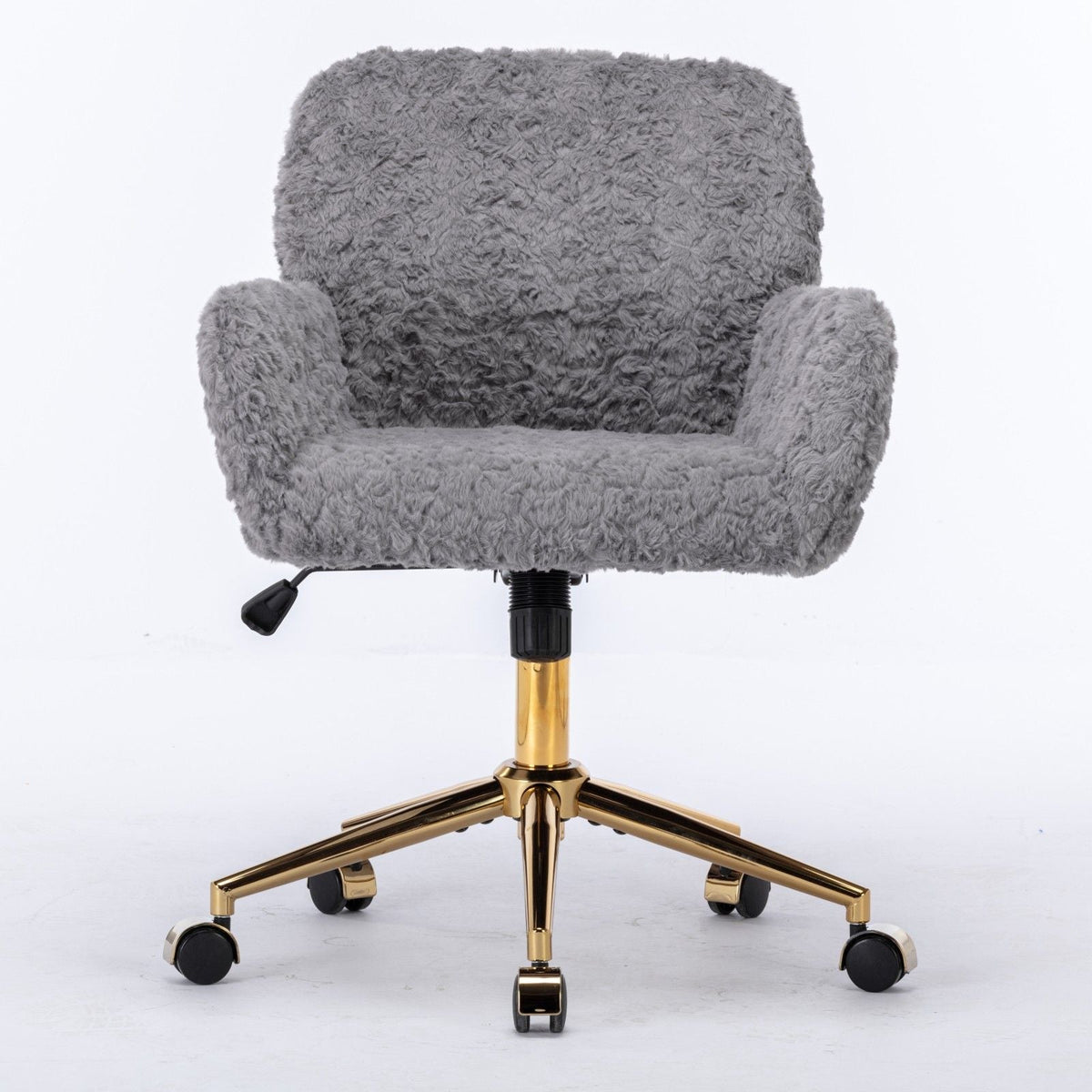 Office Chair, Artificial Rabbit Hair Home Office Chair With Metal Base, Adjustable Desk Chair Swivel Office Chair, Vanity Chair