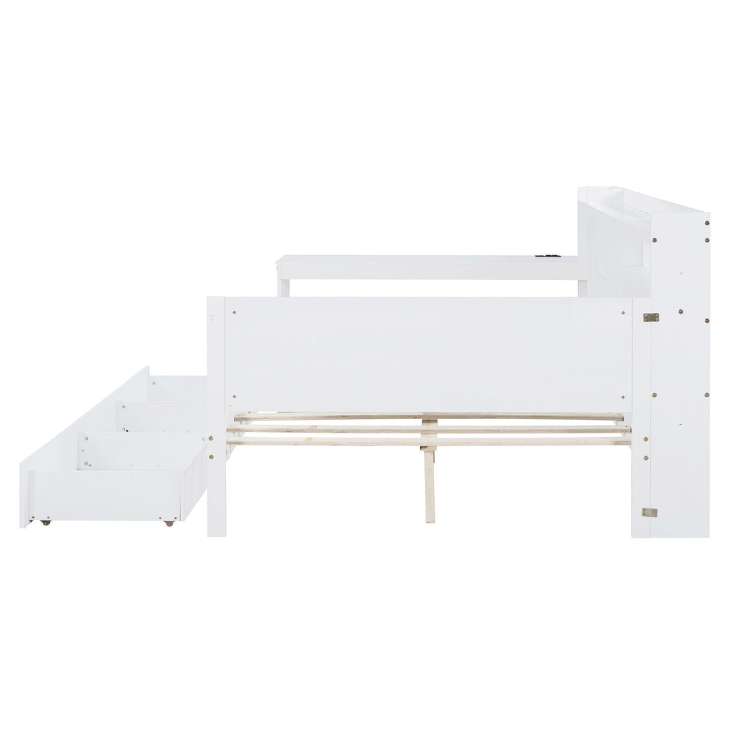 Daybed With 3 Drawers USB Ports And Desk