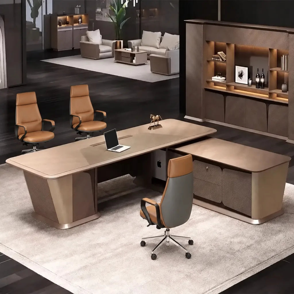 Cognac · Executive Desk w/ Mobile Storage