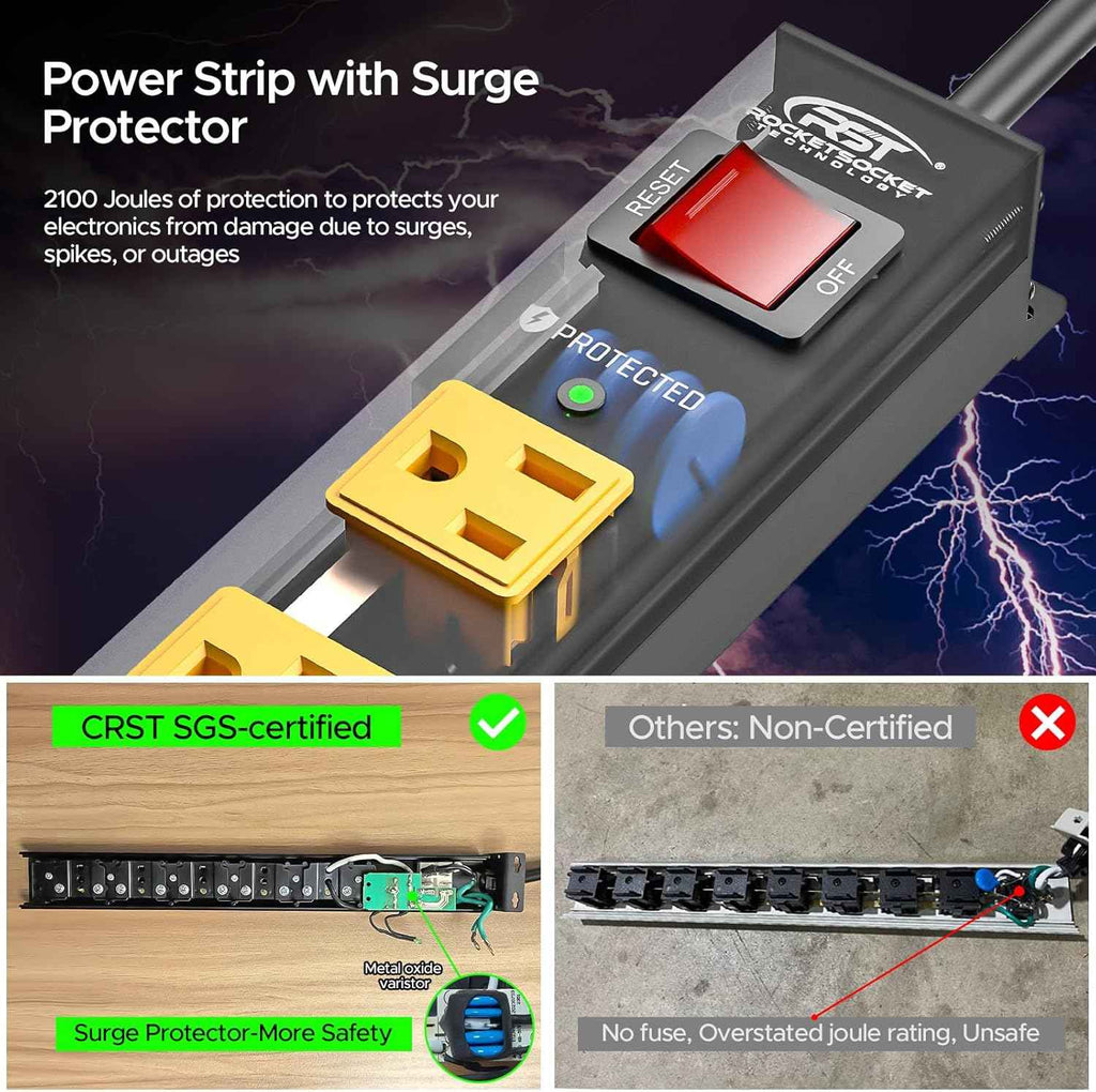 8 Outlet Power Strip 2-Pack | CRST Heavy-Duty Surge Protector